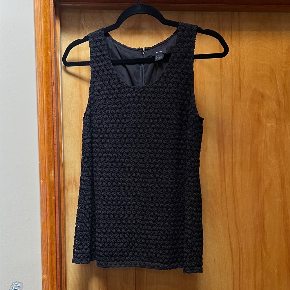 Theory Black Textured Sleeveless Tank Top